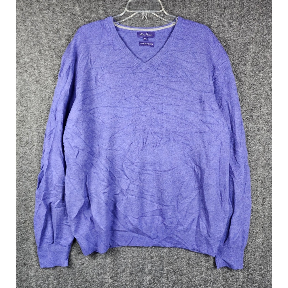 Alan Flusser Sweater Women XXL Purple 100% Pure Cashmere V-Neck Long Sleeve